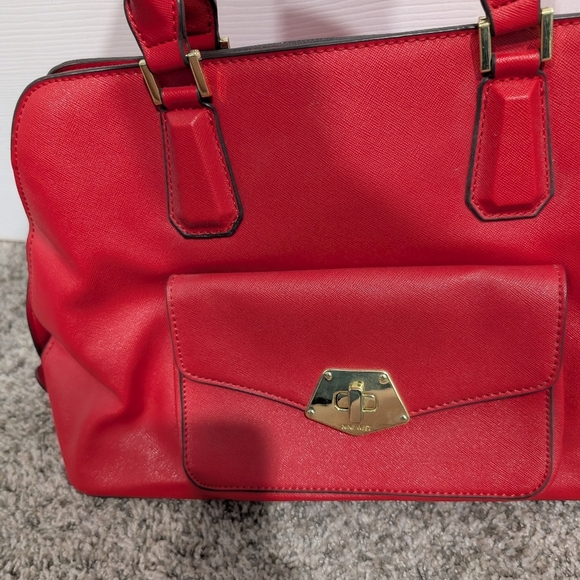 Nine West Fire Orange Red Satchel Handbag with Crossbody Straps - Picture 3 of 13